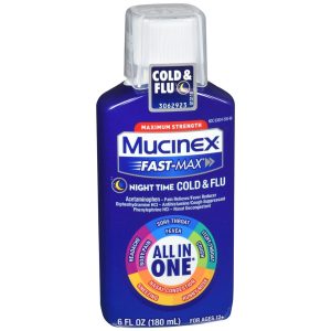 Mucinex Fast-Max Night Time Cold & Flu Maximum Strength Liquid - 6 OZ