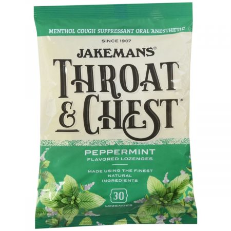 Jakemans Throat & Chest Lozenges Peppermint Flavored - 30 EA