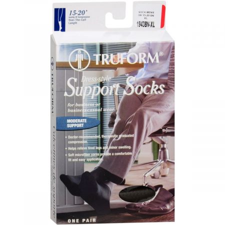 TRUFORM Dress-Style Support Socks Men's 15-20 mmHg Black XL 1943BL-XL - 1 PR