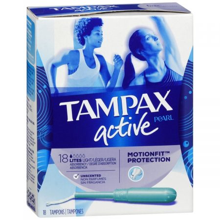 Tampax Pearl Active Tampons with Plastic Applicators Lites Absorbency Unscented - 18 EA