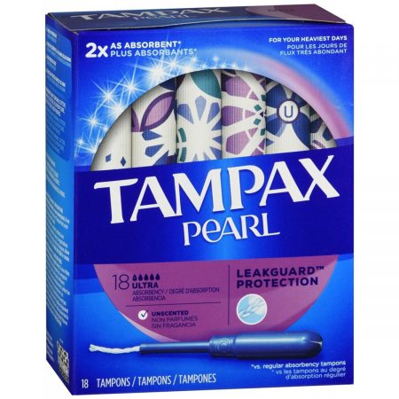 Tampax Pearl Tampons Plastic Applicator Unscented Ultra Absorbency - 18 EA