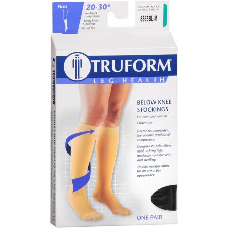 TRUFORM Below Knee Stockings Firm Closed Toe Black Medium 8865BL-M - 1 PR