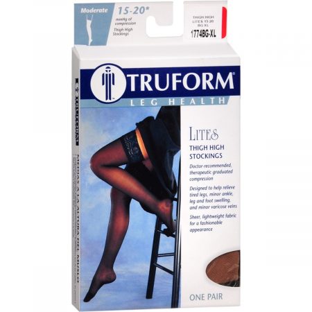 TRUFORM Leg Health Lites Thigh High Compression Stockings Beige X-Large 1774BG-XL - 1 PR