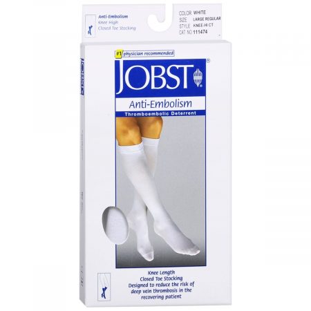 JOBST Anti-Embolism Knee High Closed Toe Large Regular White 111474 - 1 PR
