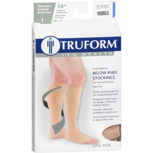 TRUFORM Leg Health Below Knee Stockings Thrombo-Embolic Deterrent Open Toe Beige Small 0808BG-S - 1 PR