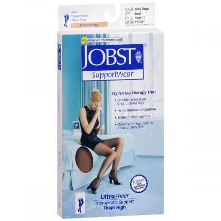 Jobst Ultra Sheer Women's Mild Closed Toe Therapeutic Support Thigh Highs Size Small Silky Beige - 1 PR