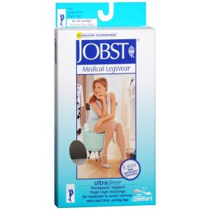 Jobst Ultra Sheer Women's Firm Support Thigh High Closed Toe Stockings Large Natural - 1 PR