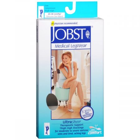 Jobst Ultra Sheer Women's Firm Support Thigh High Closed Toe Stockings Large Natural - 1 PR