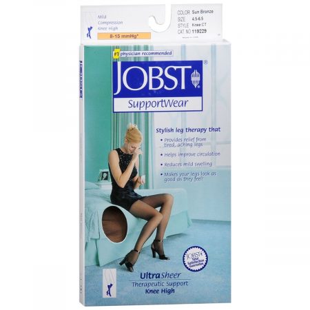 Jobst SupportWear Mild Compression Knee Highs Ultra Sheer Shoe Size 4.5 - 6.5 Sun Bronze - 1 PR