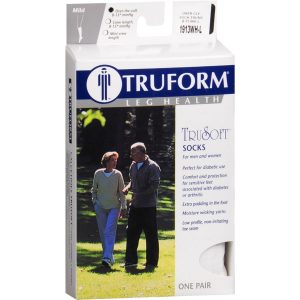 TRUFORM Leg Health TruSoft Socks For Men and Women Mild Over -the-calf White Large 1913WH-L - 1 PR