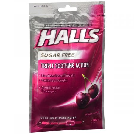 Halls Menthol Cough Suppressant/Oral Anesthetic Drops Sugar Free Black Cherry - 25 EA
