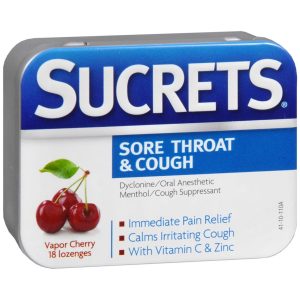 Sucrets Sore Throat & Cough Lozenges Vapor Cherry - 18 EA