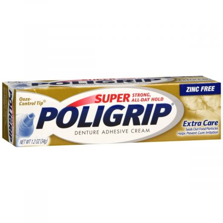 Super Poligrip Denture Adhesive Cream Extra Care - 1.2 OZ