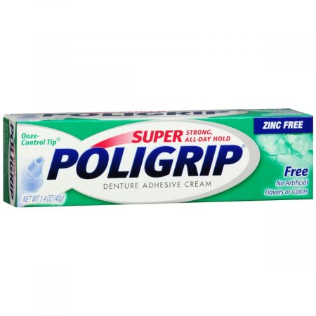 SUPER POLIGRIP Denture Adhesive Cream Free - 1.4 OZ