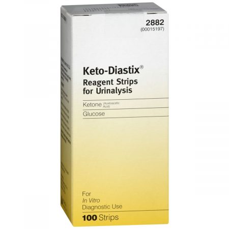 Keto-Diastix Reagent Strips for Urinalysis Ketone (Acetoacetic Acid)/Glucose - 100 EA