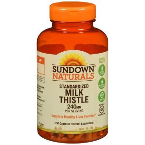 Sundown Naturals Standardized Milk Thistle 240 mg Herbal Supplement Capsules - 250 CP