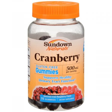 Sundown Naturals Cranberry 500 mg per Serving Gummies Delicious Cran-Raspberry Flavor - 75 EA