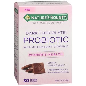 Nature's Bounty Dark Chocolate Probiotic Pieces With Antioxidant Vitamin E - 30 EA