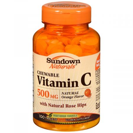 Sundown Naturals Chewable Vitamin C 500 mg With Natural Rose Hips Tablets Natural Orange Flavor - 100 TB