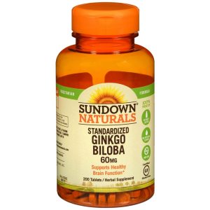 Sundown Naturals Standardized Ginkgo Biloba 60 mg Herbal Supplement Tablets - 200 TB