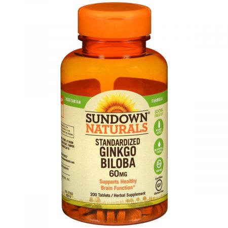 Sundown Naturals Standardized Ginkgo Biloba 60 mg Herbal Supplement Tablets - 200 TB
