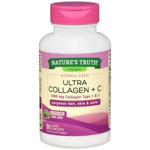Nature's Truth Vitamins Hydrolyzed Ultra Collagen + C 1000 mg Type I & III Coated Caplets - 90 CP