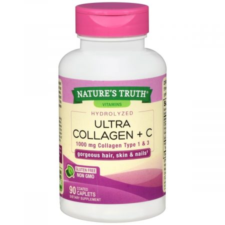 Nature's Truth Vitamins Hydrolyzed Ultra Collagen + C 1000 mg Type I & III Coated Caplets - 90 CP