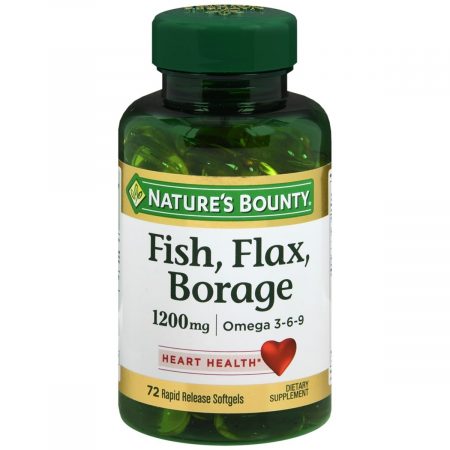 Nature's Bounty Fish, Flax, Borage 1200 mg Softgels - 72 CP