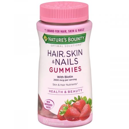 Nature's Bounty Optimal Solutions Hair, Skin & Nails With Biotin Strawberry Flavored Gummies - 80 EA