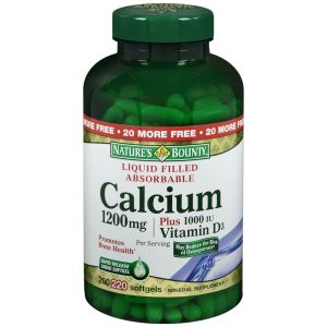 Nature's Bounty Calcium 1200 mg Plus Vitamin D3 Mineral Supplement Softgels - 220 CP