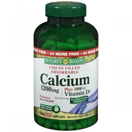 Nature's Bounty Calcium 1200 mg Plus Vitamin D3 Mineral Supplement Softgels - 220 CP