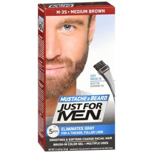 JUST FOR MEN Mustache & Beard Brush-In Color Gel Medium Brown M-35 - 1 EA