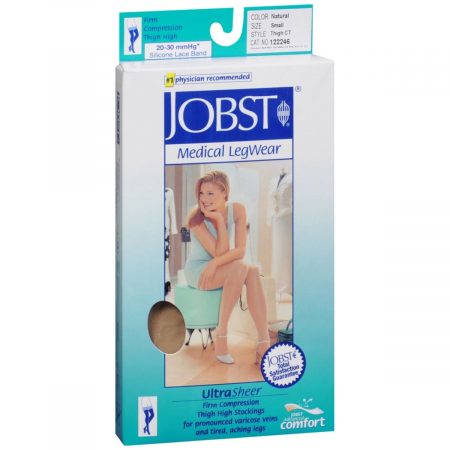 Jobst Ultra Sheer Women's Firm Support Thigh High Closed Toe Stockings Small Natural - 1 PR