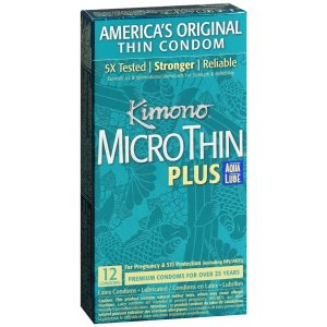 Kimono MicroThin Latex Aqua Lube Lubricated Condoms - 12 EA