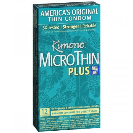 Kimono MicroThin Latex Aqua Lube Lubricated Condoms - 12 EA