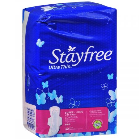 STAYFREE Ultra Thin Pads with Wings Long Super Absorbency - 32 EA