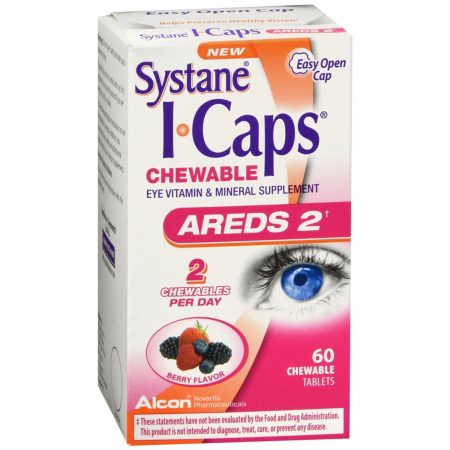 Systane I-Caps Eye Vitamin & Mineral Supplement AREDS 2 Chewable Tablets Berry Flavor - 60 TB