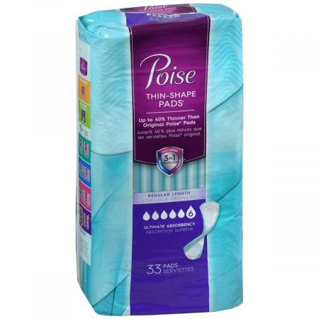 Poise Thin-Shape Pads Regular Length Ultimate Absorbency - 33 EA