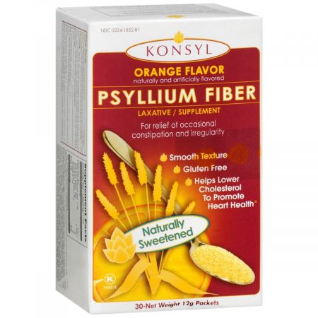 Konsyl Psyllium Fiber Powder Packets Smooth Texture Orange Flavor - 30 EA
