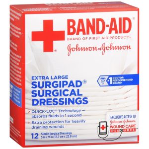 BAND-AID Surgipad Surgical Dressings Extra Large 5 in x 9 in - 12 EA