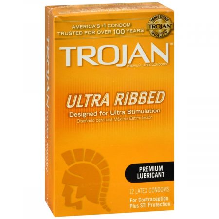 Trojan Ultra Ribbed Lubricated Latex Condoms - 12 EA