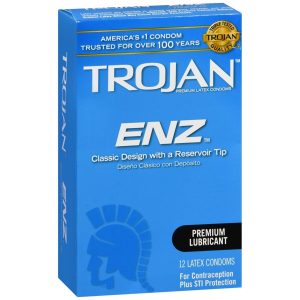 Trojan Enz Premium Lubricant Latex Condoms - 12 EA