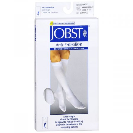 JOBST Anti-Embolism Knee High Closed Toe Medium Regular White - 1 PR