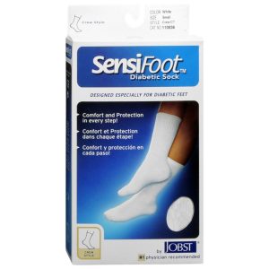 JOBST SensiFoot Men's and Women's Crew Style White Diabetic Socks Size Small - 1 PR