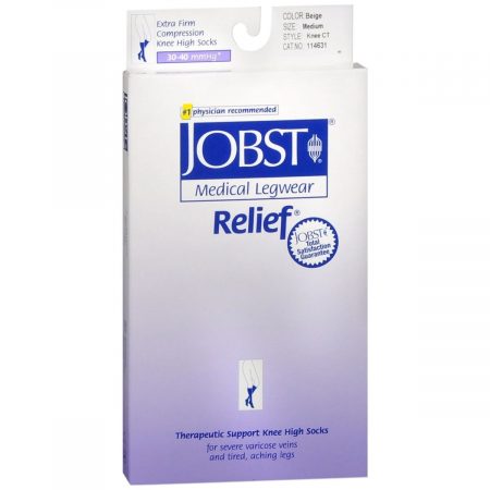 JOBST Relief Therapeutic Support Knee High Socks Extra Firm Compression Closed Toe Medium Beige - 1 PR
