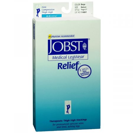 JOBST Medical LegWear Thigh High 20-30 mmHg Firm Compression Medium Beige Close-Toe - 1 PR