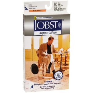 JOBST SupportWear Socks For Men Knee High 8-15 mmHg Black Small - 1 PR