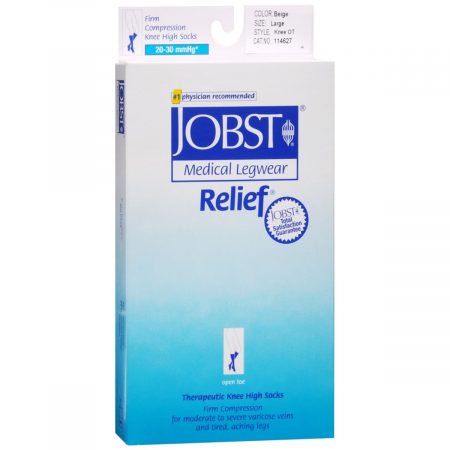 JOBST Medical LegWear Knee High 20-30 mmHg Firm Compression Large Beige Open-Toe - 1 PR