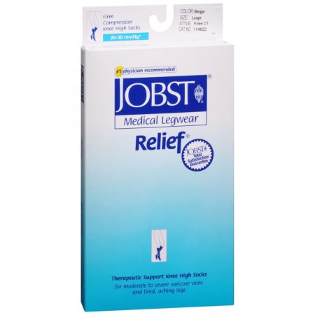 JOBST Medical LegWear Relief Knee High Socks 20-30 mmHg Large Beige - 1 PR