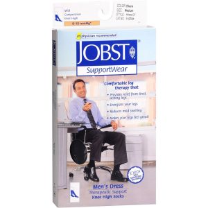 Jobst SupportWear Black Mild Compression Therapeutic Support Knee High Dress Socks Men's Size Medium - 1 PR